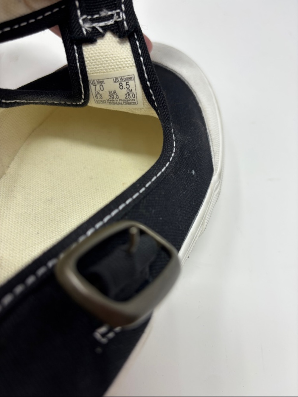 Vans | 8.5 Black Canvas Mary Jane Sneakers with White Toe Cap - Picture 8 of 8